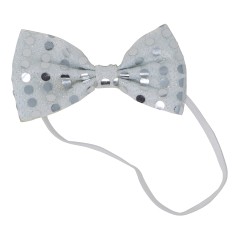 Pajarita plata con lentejuelas 12 cm-Tus disfraces baratos