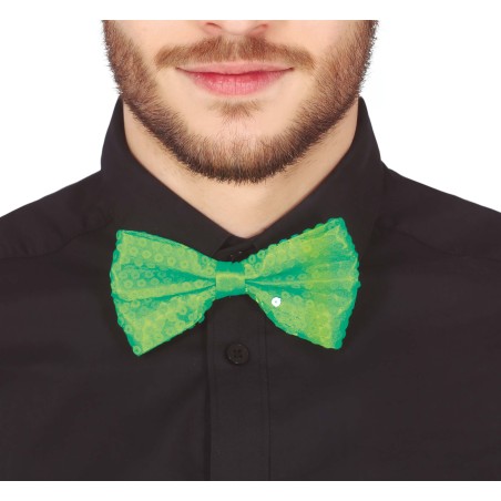 Pajarita verde lima lentejuelas 12 cm-Tus disfraces baratos