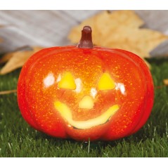 Calabaza para halloween con luz 16 cm sonriente-Tus Disfraces baratos