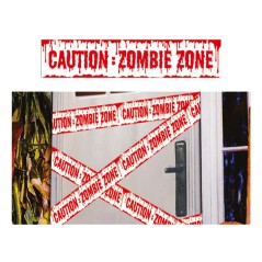Cinta caution zombie 6 metros x 12 cm ensangrentad-Tus disfraces