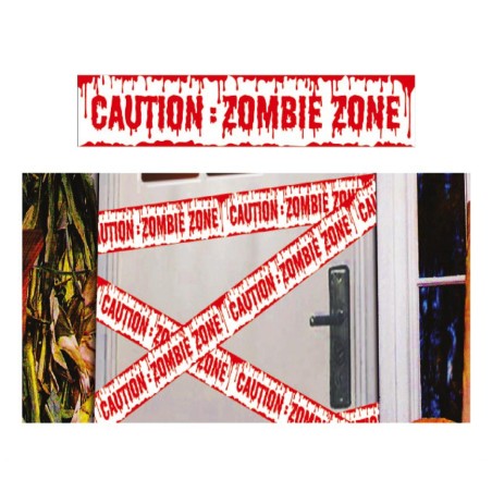 Cinta caution zombie 6 metros x 12 cm ensangrentad