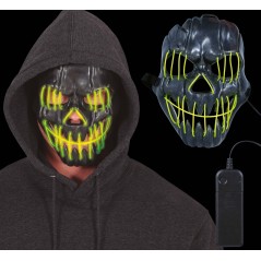 Mascara negra sonriente con luz led -Tus disfraces baratos