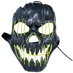 Mascara negra sonriente con luz led -Tus disfraces baratos