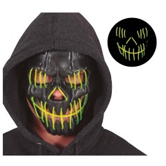 Mascara negra sonriente con luz led -Tus disfraces baratos