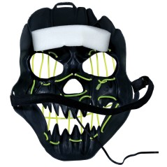 Mascara negra sonriente con luz led -Tus disfraces baratos