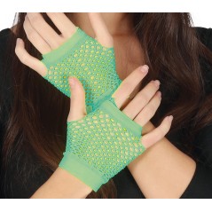 Guantes malla verde rejilla cortos 11 cm-Tus Disfraces