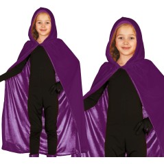Capa Morada con capucha terciopelo 100 cm-Tus Disfraces