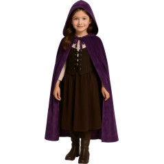 Capa Morada con capucha terciopelo 100 cm-Tus Disfraces