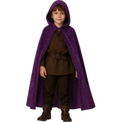 Capa Morada con capucha terciopelo 100 cm-Tus Disfraces