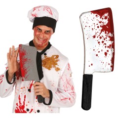 Cuchillo carnicero con sangre 40 cm halloween-Tus Disfraces