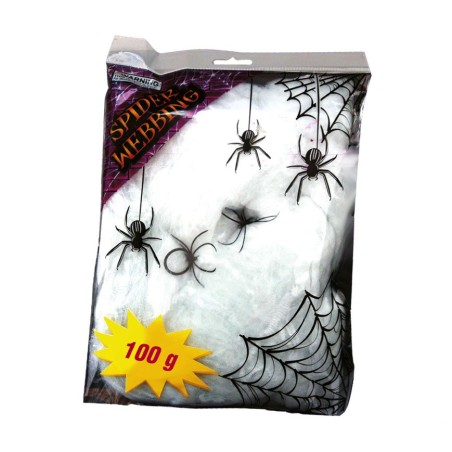 Tela de araña artificial blanca 100 gr telaraña
