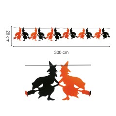 Guirnalda brujas 300 x 23 cm papel para halloween-Tus Disfraces