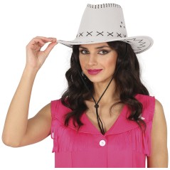 Sombrero vaquero blanco simil piel adulto