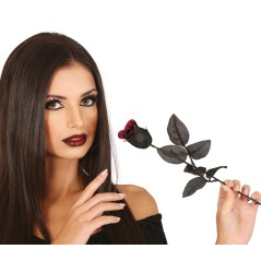 Rosa negra 42 cm decoracion gotica novia cadaver-Tus Disfraces baratos
