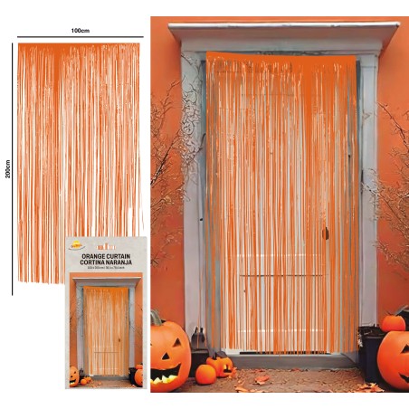 Cortina naranja 100 x 200 cms.-Tus Disfraces baratos