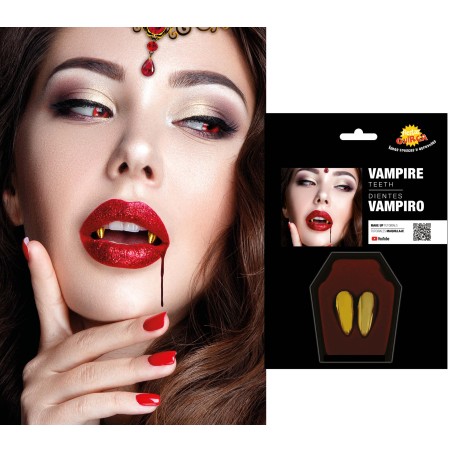 Colmillos vampiro oro con termoplastica -Tus disfraces