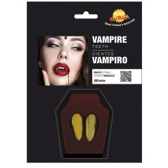 Colmillos vampiro oro con termoplastica -Tus disfraces
