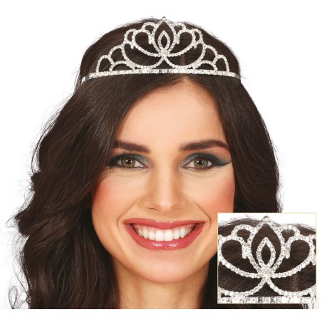 Diadema princesa plata metalica adulto tiara-Tus Disfraces baratos
