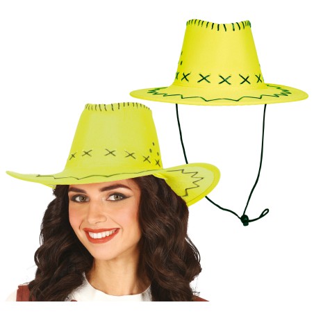 Sombrero vaquero verde simil piel adulto-Tus Disfraces baratos