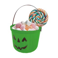 Caldero recoge caramelos halloween verde 20 cm-Tus Disfraces