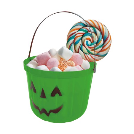 Caldero recoge caramelos halloween verde 20 cm-Tus Disfraces