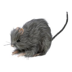 Rata con pelo 15 cm para decoraciones-Tus Disfraces baratos
