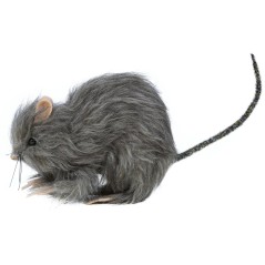 Rata con pelo 15 cm para decoraciones-Tus Disfraces baratos