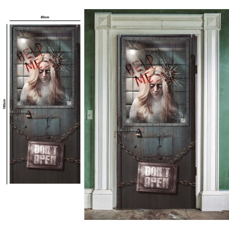 Decoracion puerta Psiquiatrico 80x180 cm-Tus Disfraces baratos
