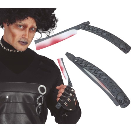 Navaja de afeitar 30 cm accesorio halloween-Tus Disfraces