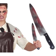 Cuchillo cocina con sangre halloween 35 cm-Tus Disfraces