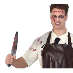 Cuchillo cocina con sangre halloween 35 cm