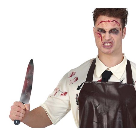 Cuchillo cocina con sangre halloween 35 cm