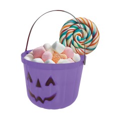 Caldero recoge caramelos halloween lila 20 cm-Tus Disfraces
