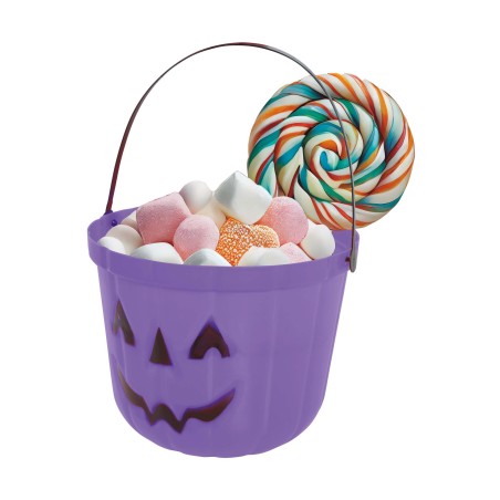 Caldero recoge caramelos halloween lila 20 cm-Tus Disfraces