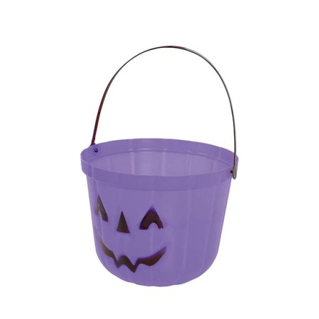 Caldero recoge caramelos halloween lila 20 cm