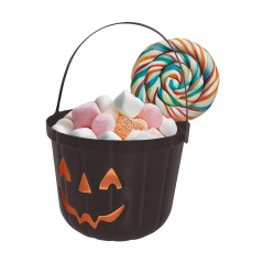 Caldero recoge caramelos halloween negro 20 cm-Tus Disfraces
