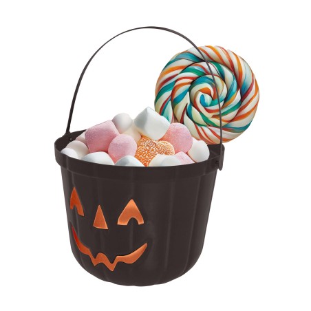 Caldero recoge caramelos halloween negro 20 cm-Tus Disfraces