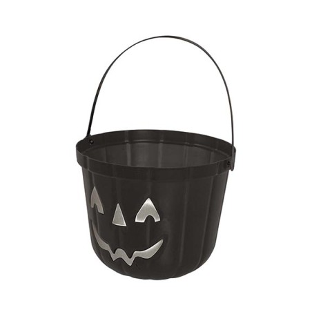 Caldero recoge caramelos halloween negro 20 cm