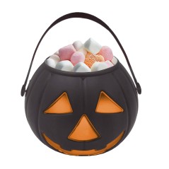 Cesto calabaza negro 15 cm para halloween-Tus Disfraces