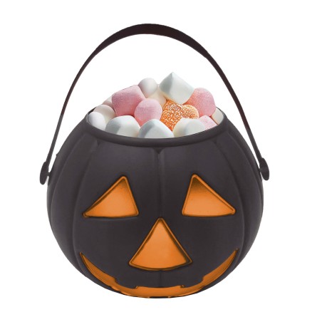 Cesto calabaza negro 15 cm para halloween-Tus Disfraces