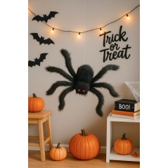 Araña negra con pelo 50 cm halloween