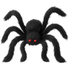 Araña negra con pelo 50 cm halloween