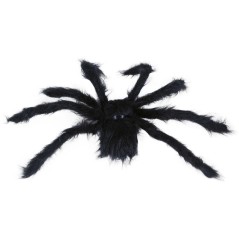 Araña negra con pelo 50 cm halloween