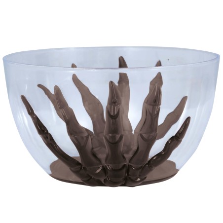 Bol transparente con mano esqueleto negra 6x5x13,5 cm-Tus Disfraces