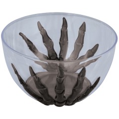 Bol transparente con mano esqueleto negra 6x5x13,5 cm