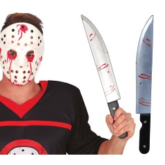 Cuchillo asesino con sangre 50 cm complemento disfraz-Tus Disfraces