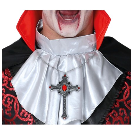 Collar vampiro cruz gotica con rubi 12 cm