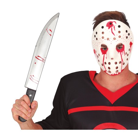 Cuchillo asesino con sangre 50 cm complemento disfraz
