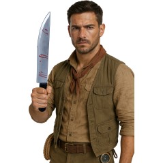 Cuchillo asesino con sangre 50 cm complemento disfraz-Tus Disfraces