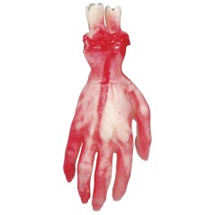 Mano latex 25 cm sangrienta con hueso-Tus disfraces Halloween